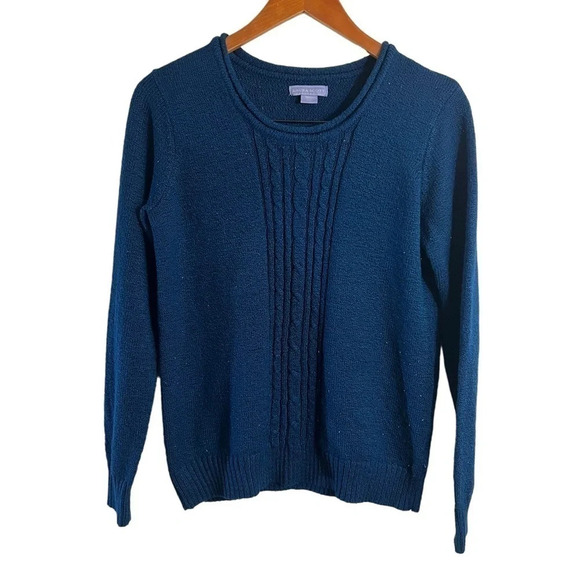 Laura Scott Blue Sweater Size Medium Long Sleeves Pullover Round Neckline Knit - Picture 1 of 6